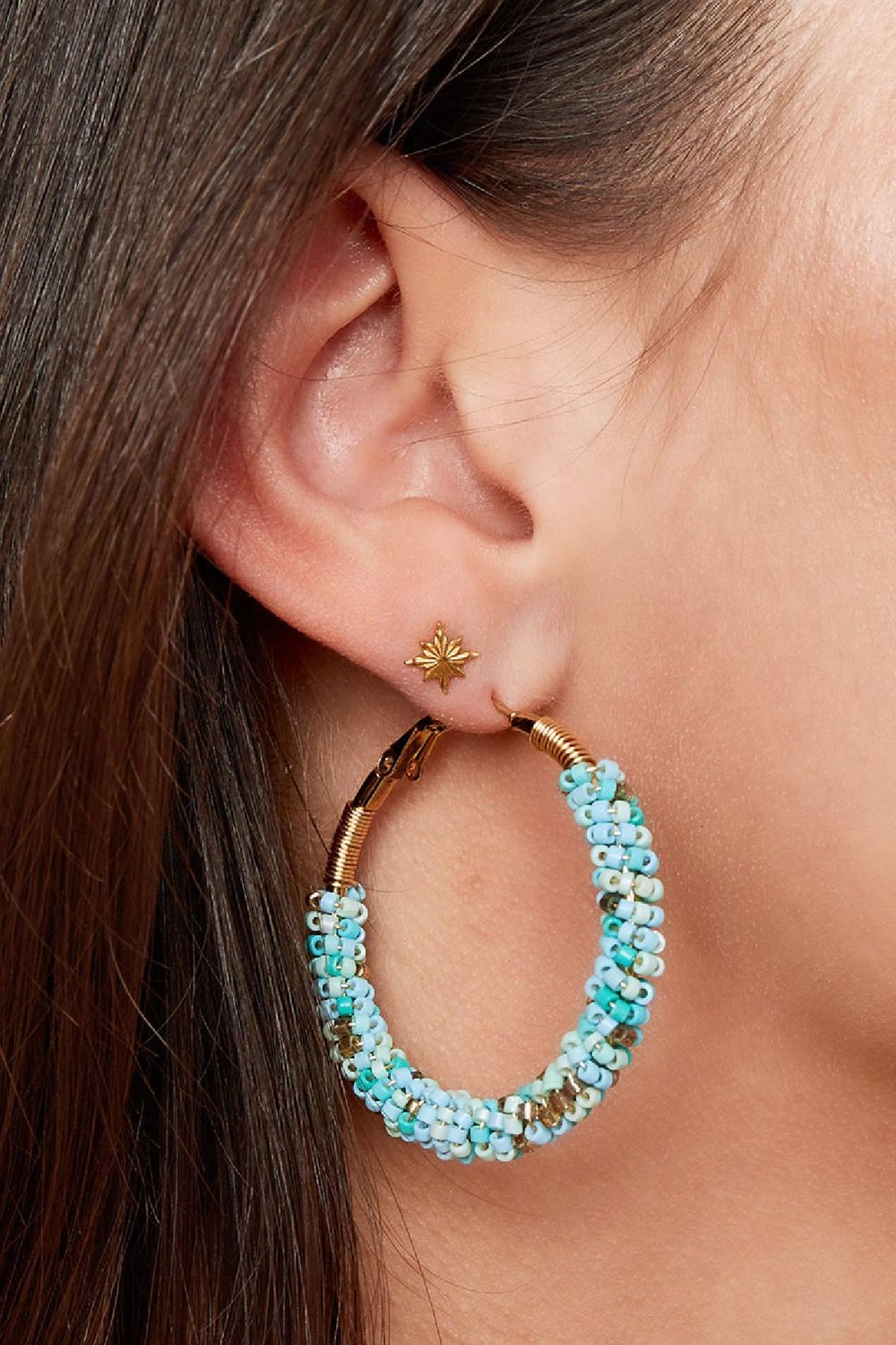 Stud Earrings North Star Gold Color Stainless Steel h5Picture2